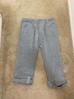 Sonoma Grey Cotton Blend Roll-Tab Pajama Lounge Crop Pants Women's Size 12